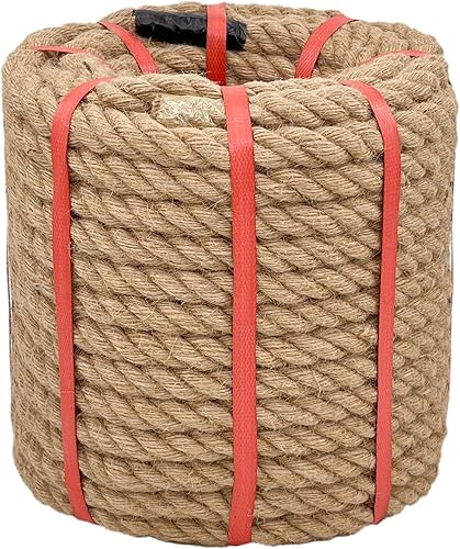 Miniatura 7 de Cuerda de Cáñamo Natural (1 pulgada x 50 pies) Cuerda de Manila Trenzada Cuerda de Yute Gruesa para Manualidades, Cuerda de Columpio de Porche