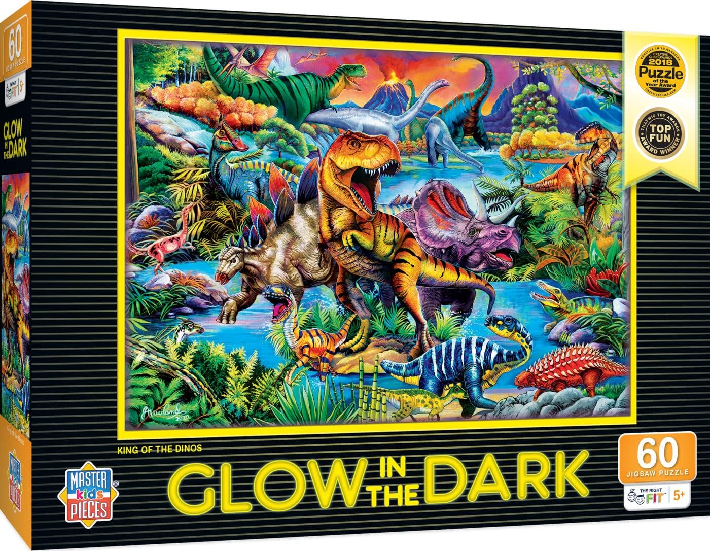 MasterPieces 60 Piece Glow in the Dark Fantasy Puzzle for Kids - Rainbow World - 14"x19" - Screen-Free Fun!