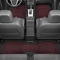 Vista 2 de Motor Trend FlexTough Tapetes de Piso para Autos, Tapetes de Auto Burdeos de Plato Hondo para Todo Clima, Impermeables Recortables a Medida