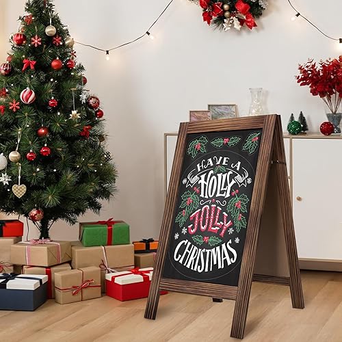 Miniatura 4 de TEAKMAMA Cartel de pizarra rústica grande de 40 x 22 pulgadas, marco de madera maciza de pino macizo con bordes anchos, pantalla de menú de doble