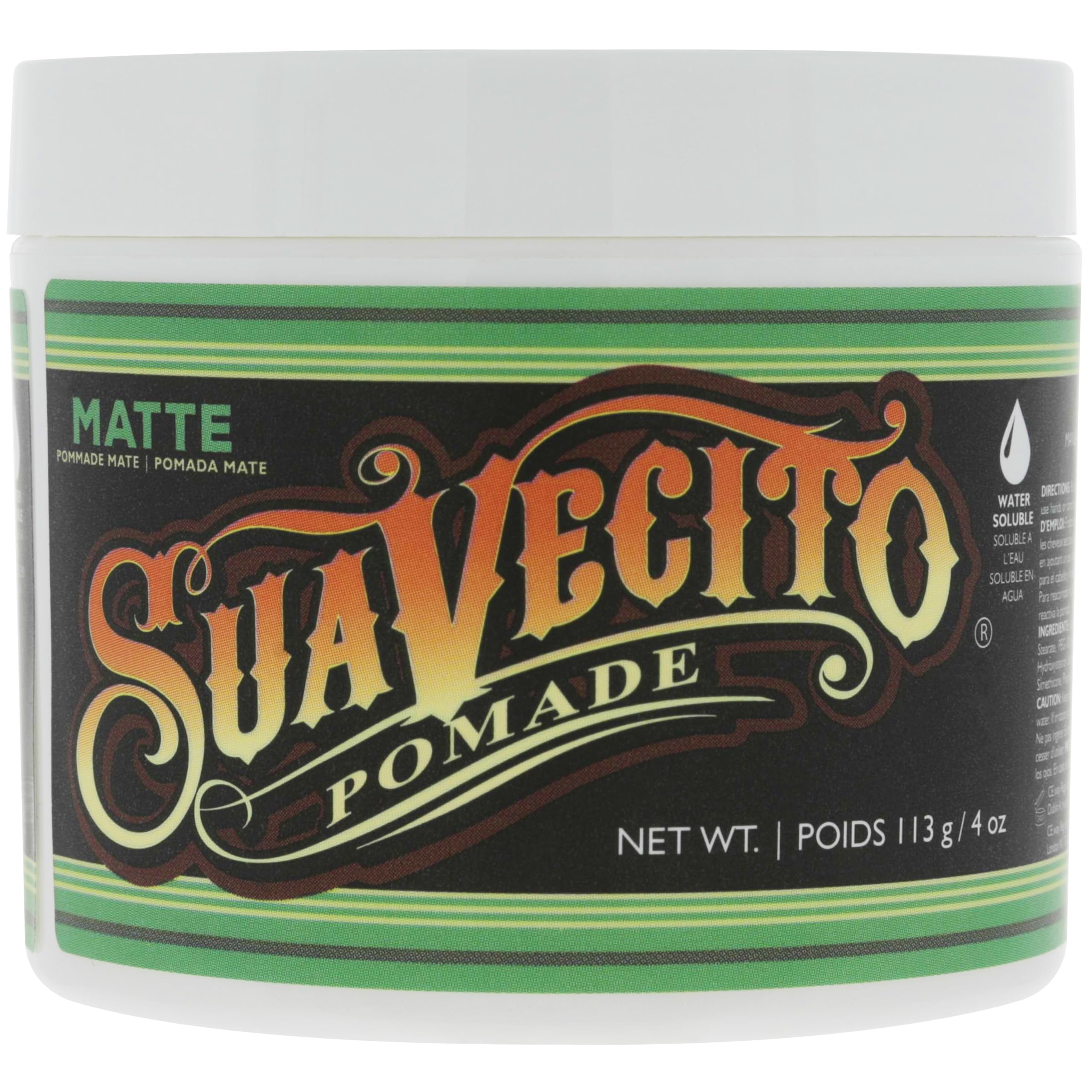 Suavecito Pomade Matte (No Shine) Formula 4 oz, 1 Pack - Medium Hold Hair Pomade For Men - Matte Hair Paste For Natural Texture Hairstyles
