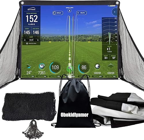 Obokidlyamor Pantallas de impacto de simulador de golf instaladas en el marco de red de golpe de golf, pantalla de proyección de impacto con 10