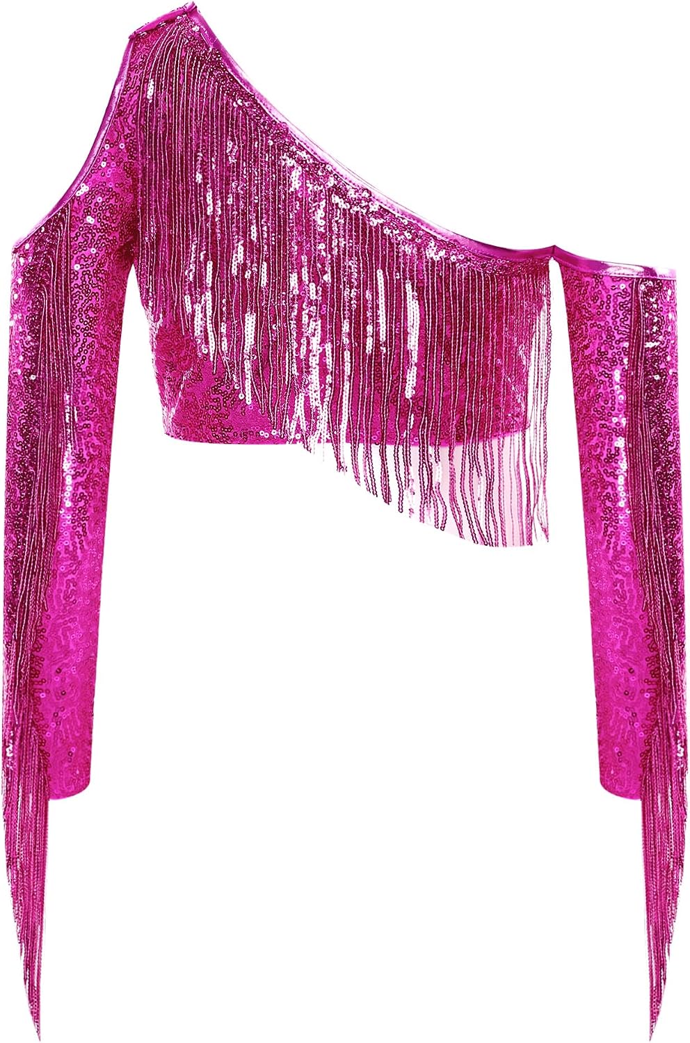 Agoky Girls Metallic Flare Pants Jazz Hip Hop Dance Tops Shiny Crop Top for Dancing Raves Festivals Costumes