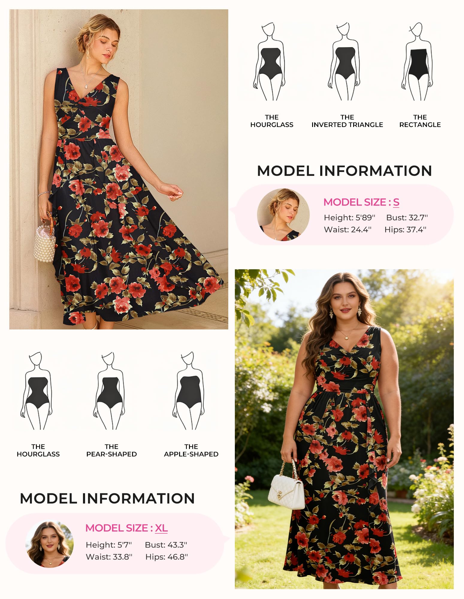GRACE KARIN Robe d'été sans manches à col en V torsadé sur le devant pour femme - Taille smockée et ourlet à volants