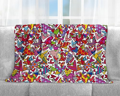 Miniatura 6 de BRITTO Romero Luxe Manta y manta (Nube Nueve) Corazones Coloridos Patrón, 60 x 80 in..