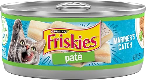 Purina Friskies - Mariner's Catch - Alimento húmedo para gatos en paté, lata de 5.5 onzas Purina Friskies - Mariner's Catch - Alimento húmedo para gatos en paté, lata de 5.5 onzas