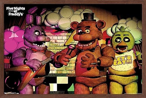 Trends International Five Nights at Freddy's - Póster de pared de banda, 22.375 x 34 pulgadas, versión enmarcada de caoba