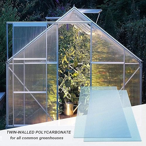 Miniatura 4 de 20 paneles de policarbonato para invernadero de 2 x 4 pies, láminas de policarbonato de doble pared de 0.16 pies de grosor, transparente, resistente