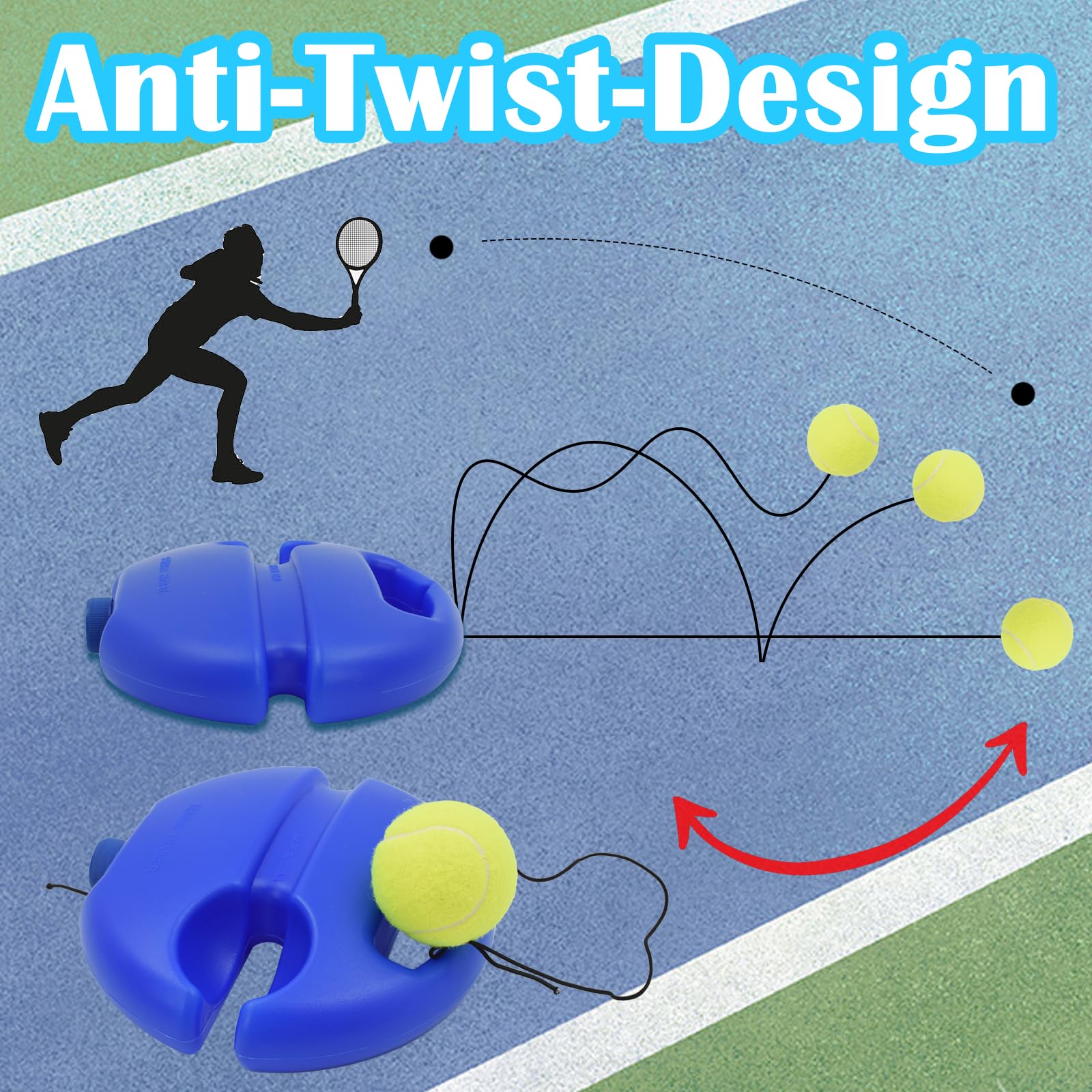 Allenatore di Tennis, per Bambino Principiante, Strumento di Allenamento del Tennis Palla di Tennis di Esercizio di Auto Studio Dispositivo di Rimbalzo della Battiscopa della Sfera di Rimbalzo