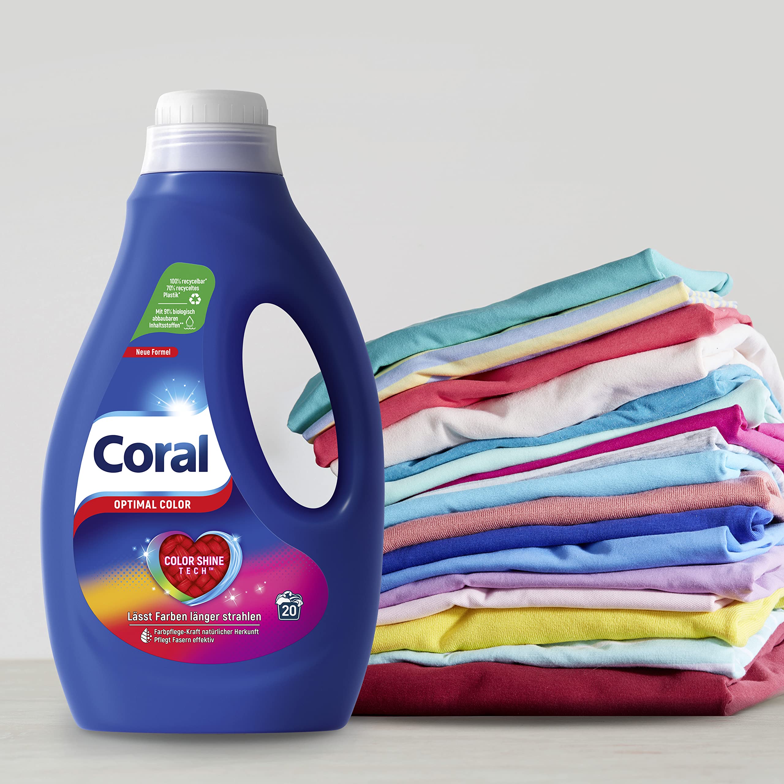 Coral Flüssigwaschmittel Optimal Color für bunte Wäsche 6 x 20 WL (6 x 1L), 6000 ml