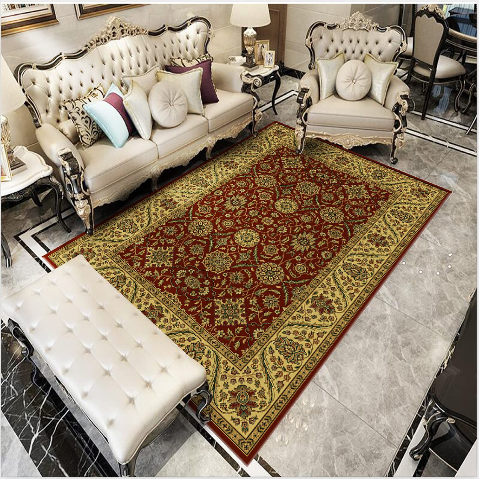 Grand tapis traditionnel 60 x 120 cm style national vintage pour maison et entrée