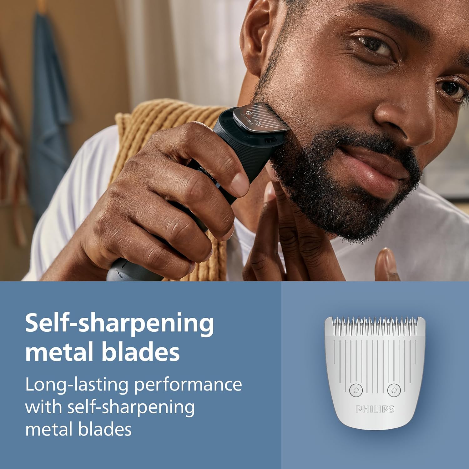 Philips Norelco Beard Trimmer 5000 Series, Men's Face Trimmer, 100% Waterproof BeardSense Tech, Precision Trimmer with Fading Combs, Self-Sharpening Blades, Hair Collector & Charging Stand, BT5785/40 - Image 5