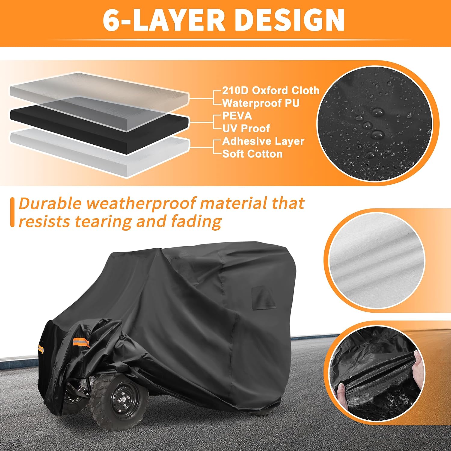 X AUTOHAUX UTV Cover for Kawasaki Teryx4 4 Seaters Waterproof Side by Side Cover for Kawasaki Teryx4 S LE/SE/Camo Outdoor Cover Sun Rain Protection 210D-PU Oxford Cloth Black