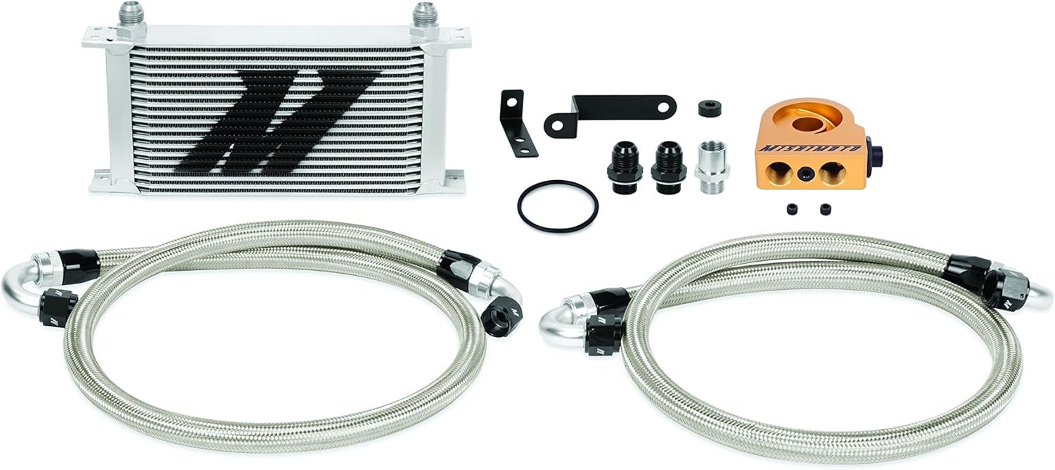 Mishimoto MMOC-STI-08T Oil Cooler Kit Thermostatic Compatible With Subaru STI/WRX 2008-2014 Silver