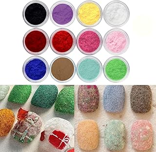 12 Jars Nail Glitter for Nail Art Velvet Powder DIY Manicure Plush Powde...
