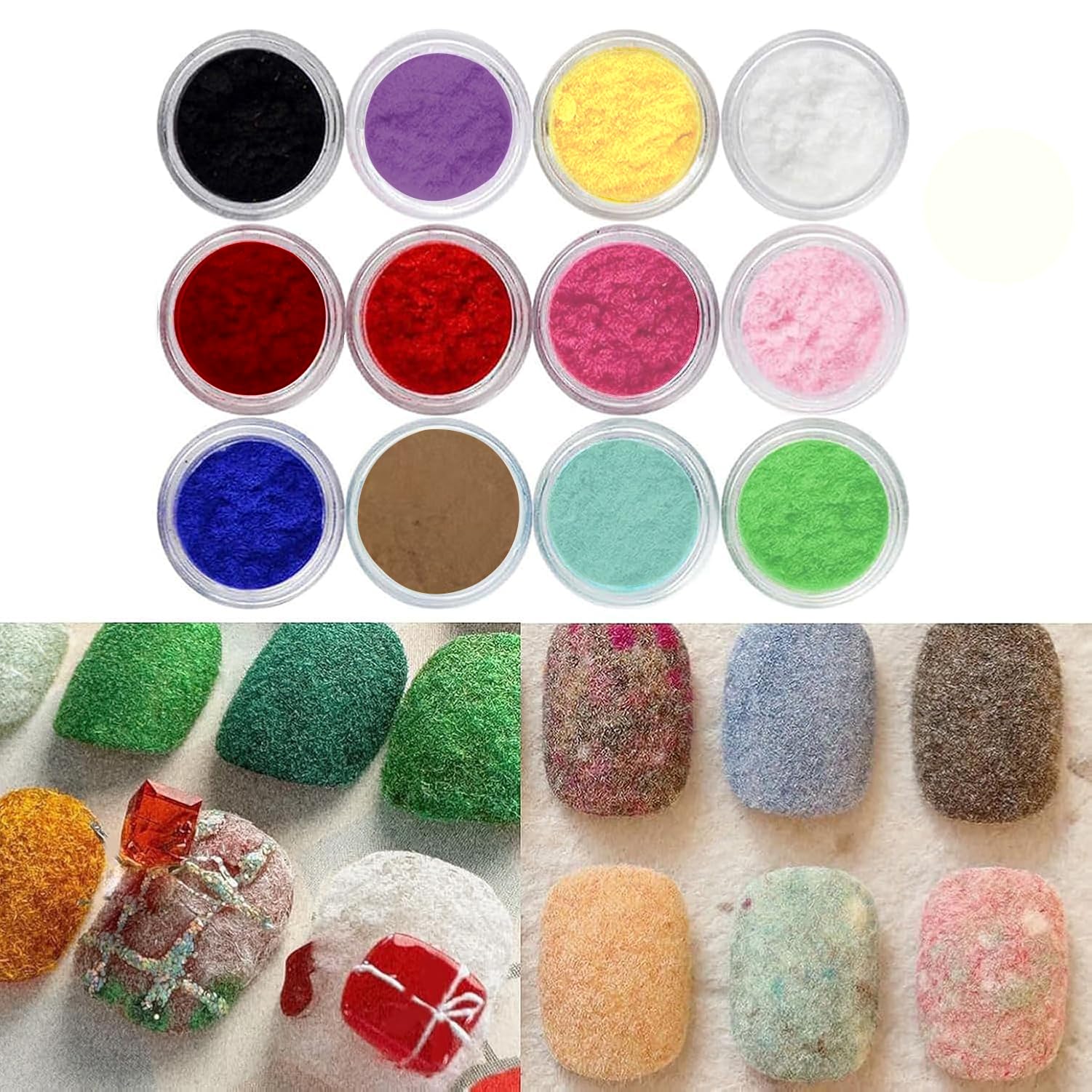 Nail Glitter for Nail Art Velvet Powder Nail Flocking Powder Kit
