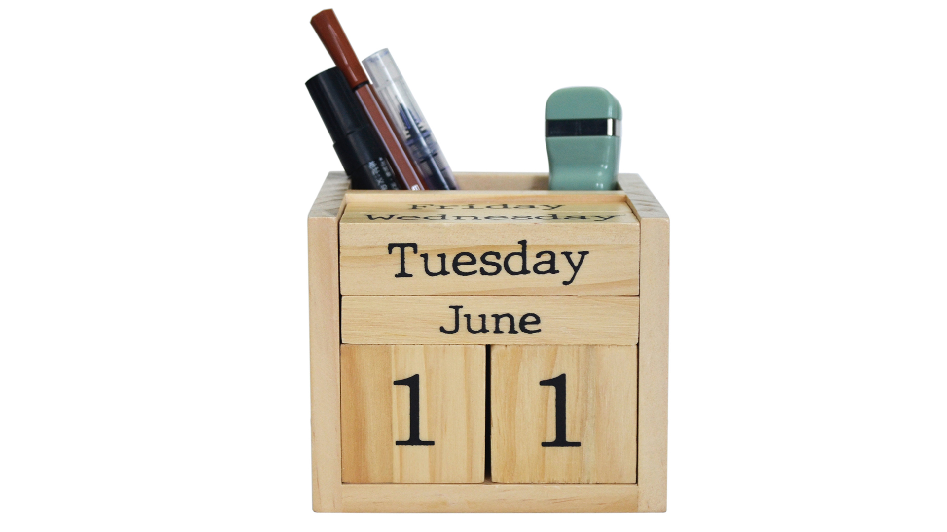 Amazon.com: EXQUIDECA Wooden Blocks Perpetual Calendar with Pen