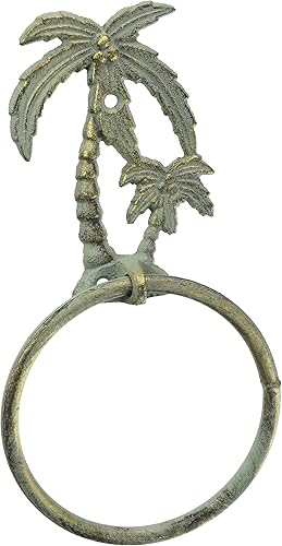 Miniatura 195 de Toallero de hierro fundido de plata antigua de 8.5 pulgadas - Decoración de conchas marinas - Decoración del hogar del mar Plata,Hierro fundido,Azul