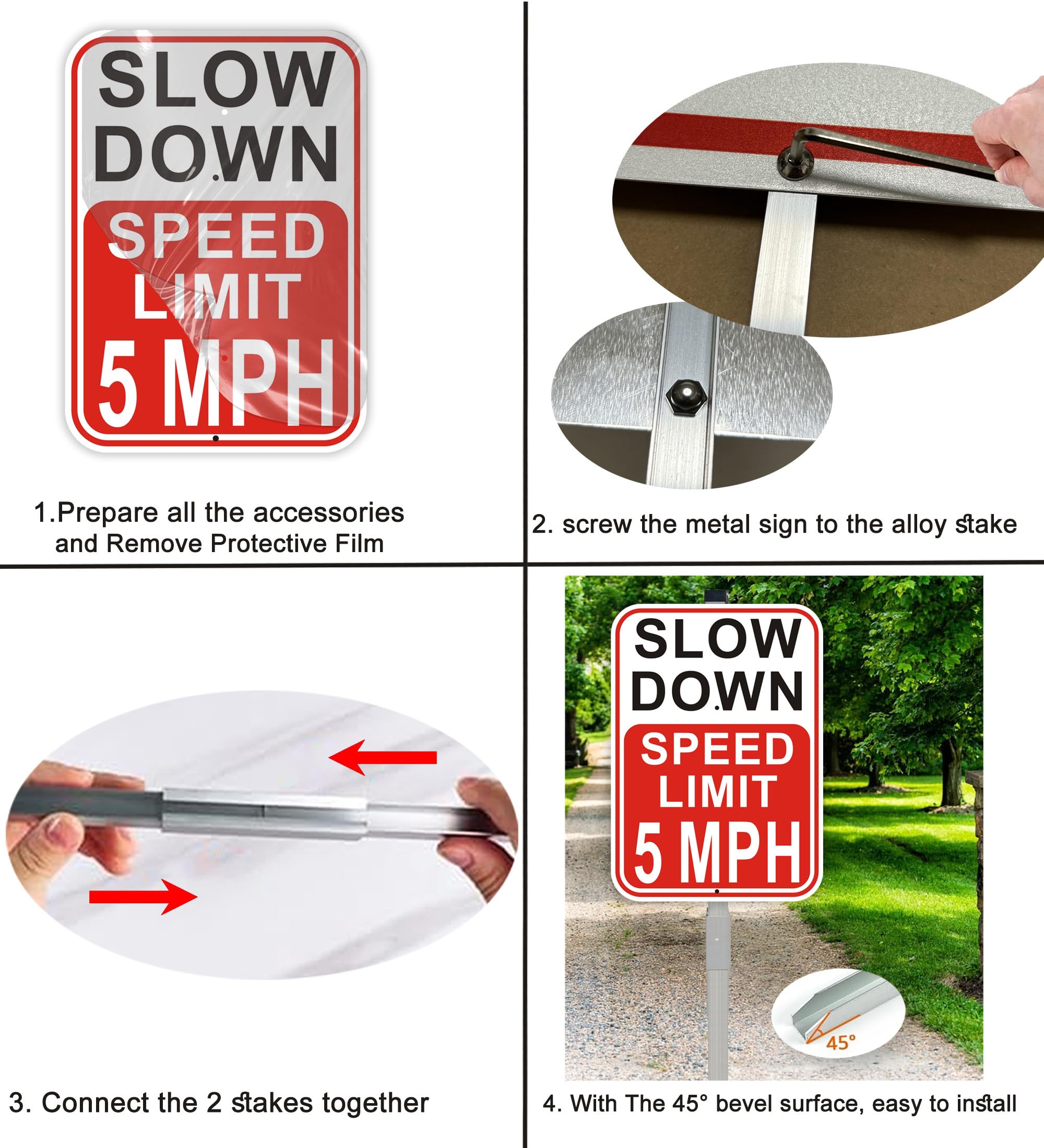 10 Mph Reflective Aluminum Slow Down Signs 6-Pack 10 MPH Speed Limit ...