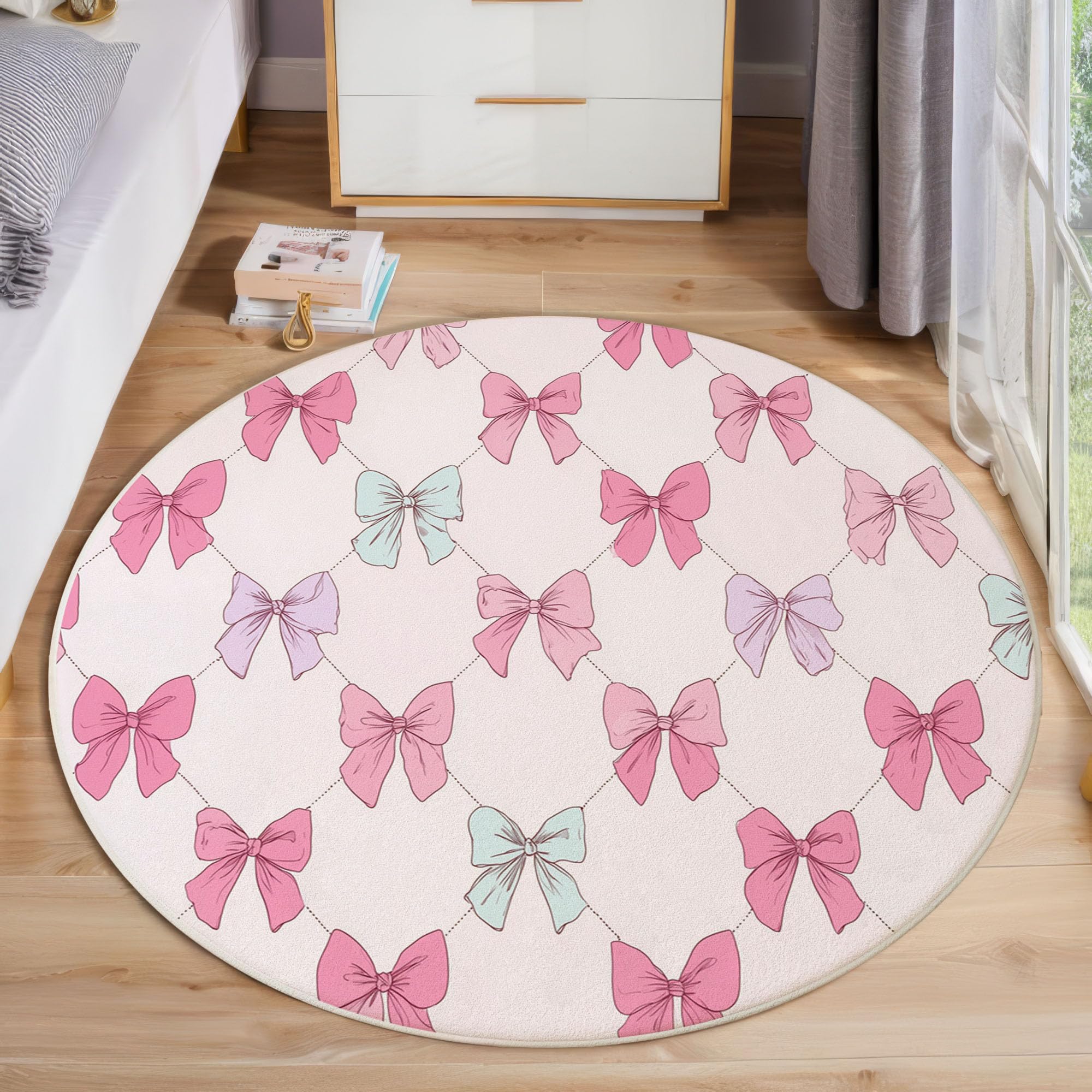 Tapis rond nœud diamant de salon 80 cm grand tapis nœud mignon et doux