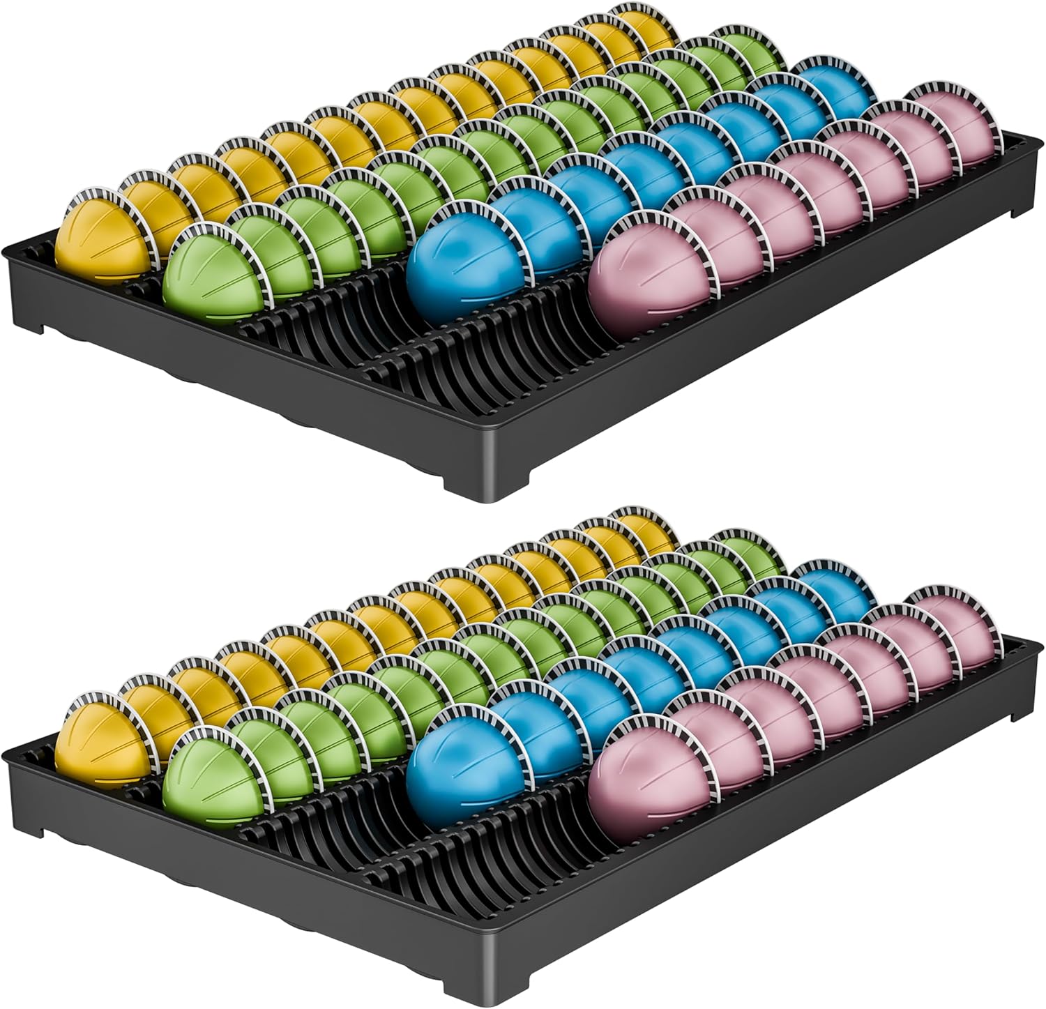 EVERIE Drawer Coffee Pod Organizer for Vertuo Capsules – Holds Up to 40 Large or 52 Small Pods, Space-Saving Insert Tray, Fits Kitchen Cabinets, 15.4" x 10.2" x 1.2", Pack of 2