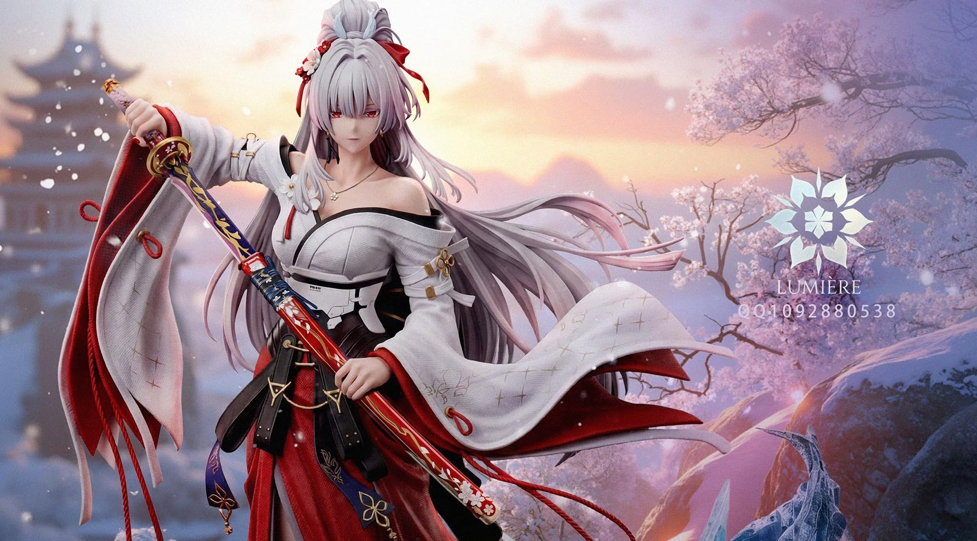 Amazon.co.jp: 可愛らしい美少女 白髪緋雪巫女 鳴潮びゃくはつ ひゆき