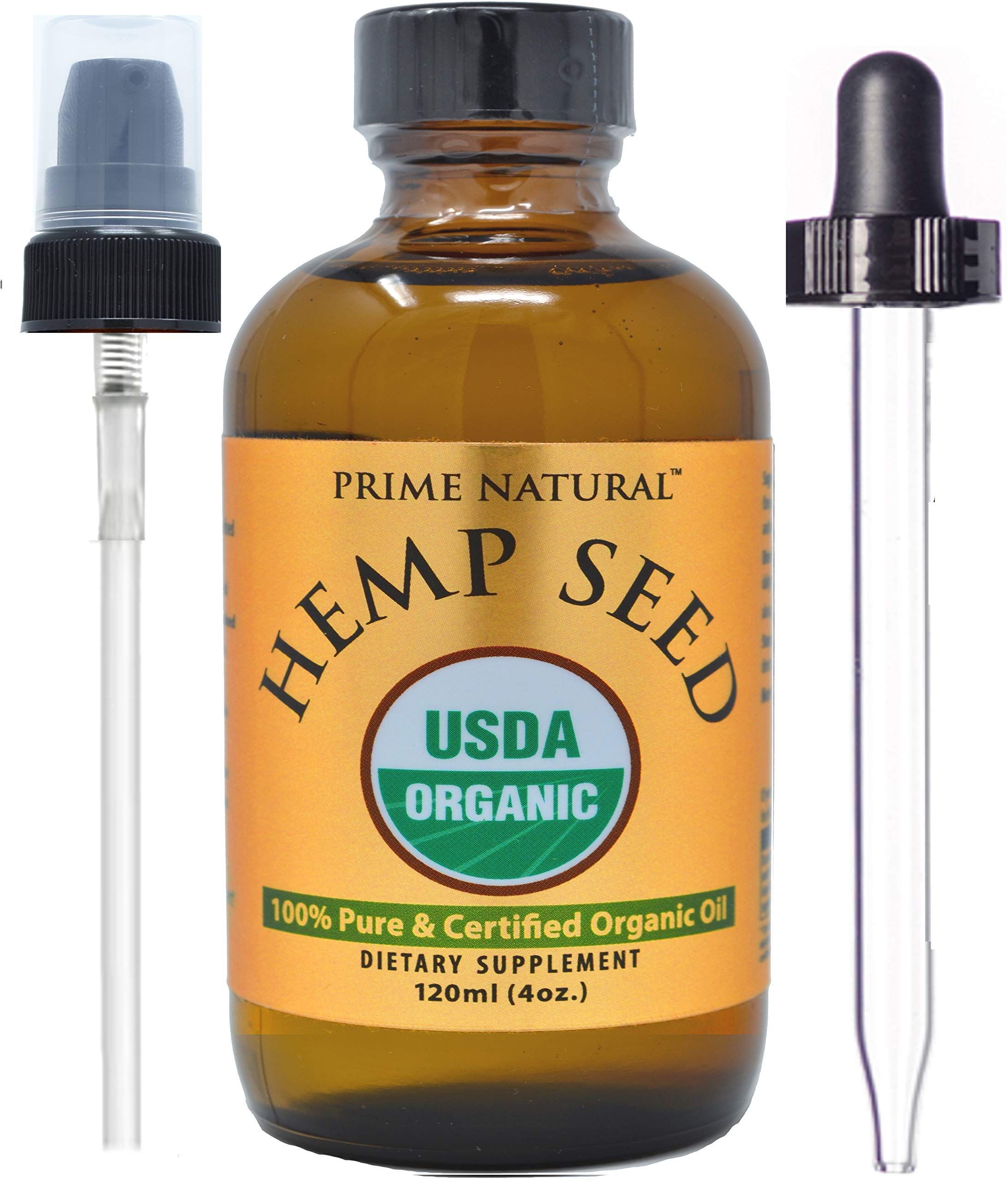 Organic Hemp Seed Oil - 4oz USDA Certified - Sativa Oil - Pure, Cold Pressed, Virgin, Unrefined, Vegan, Non-GMO, Food Grade, No Preservatives - High Omega 3 6 9 Fatty Acids, for Joints, Skin, Hair