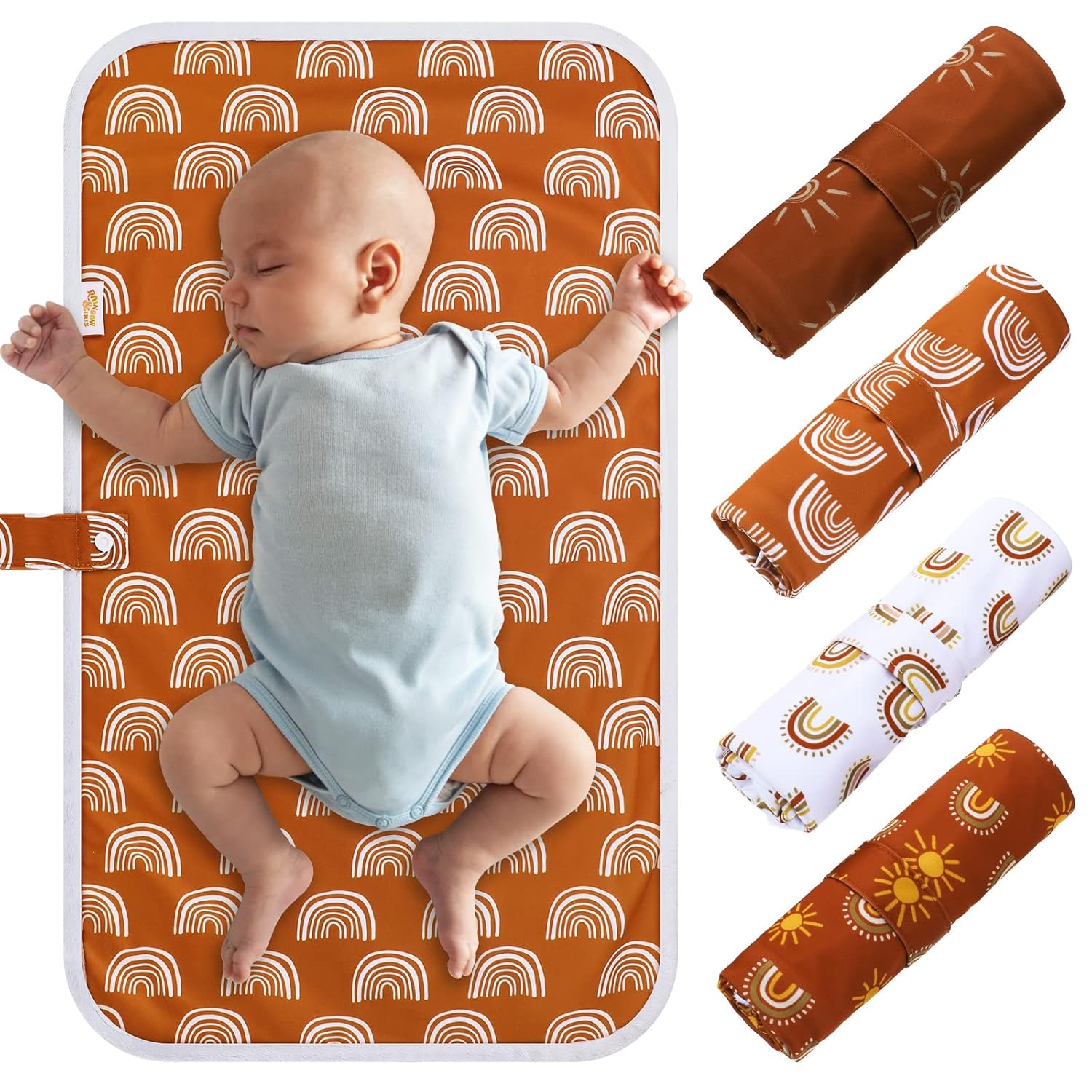 Geelin 4 Pcs Baby Changing Pad Boho Portable Changing Pad