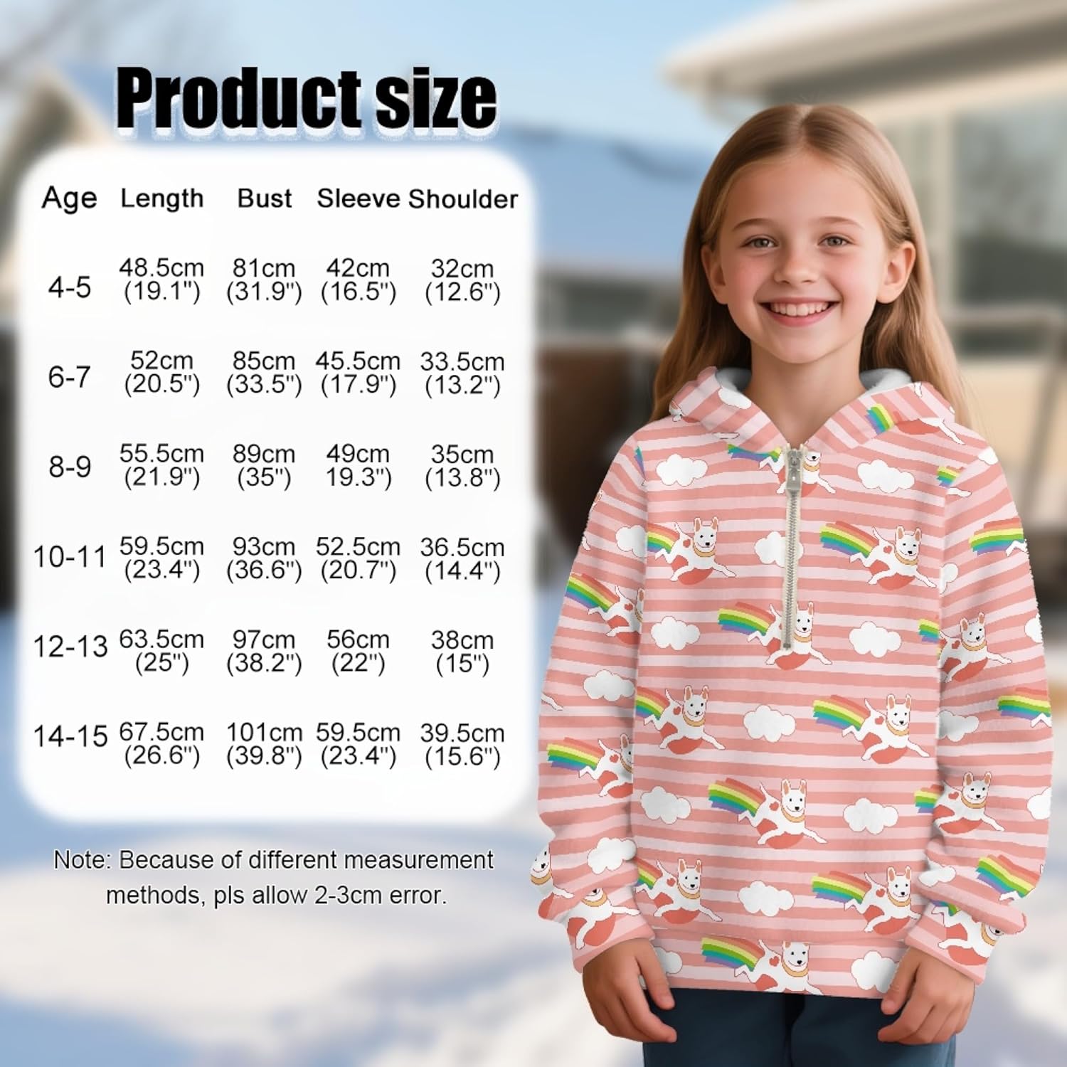 Hawapod Girl Oversized Hoodie Print Comfort Fashion Pullover Sweatshirt Half Zip Long Sleeves Hoodies For Girl Size 4-15