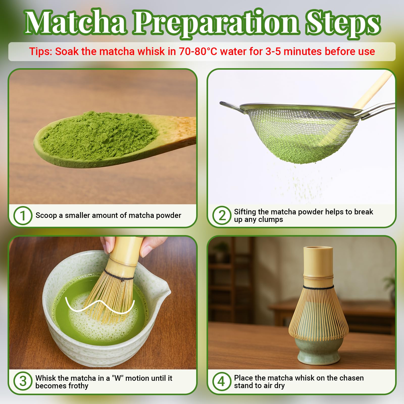 Alyvisun Chasen Bambú Matcha con 76 Picos, Batidor Matcha Hecho a Mano, Tradicional Batidora te Matcha para una Experiencia de Matcha Suave y Espumosa, Perfecto para la Ceremonia del Té