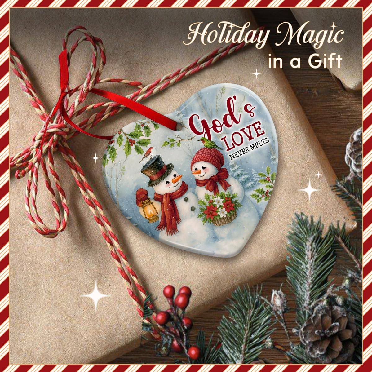 Couple Snowman Ornament 2025 – God’s Love Never Melts Tree Decor - Romantic Holiday Keepsake Gift for Married, Couples, Newlyweds, Anniversary Decoration, Home Decor, Xmas Gift Idea for Her - Image 6