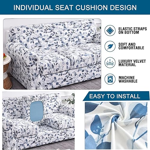 Miniatura 4 de CRFATOP Fundas elásticas para sillón de 2 plazas suaves con diseño floral para perros, fundas elásticas para sillón de 1 plaza, fundas lavables para