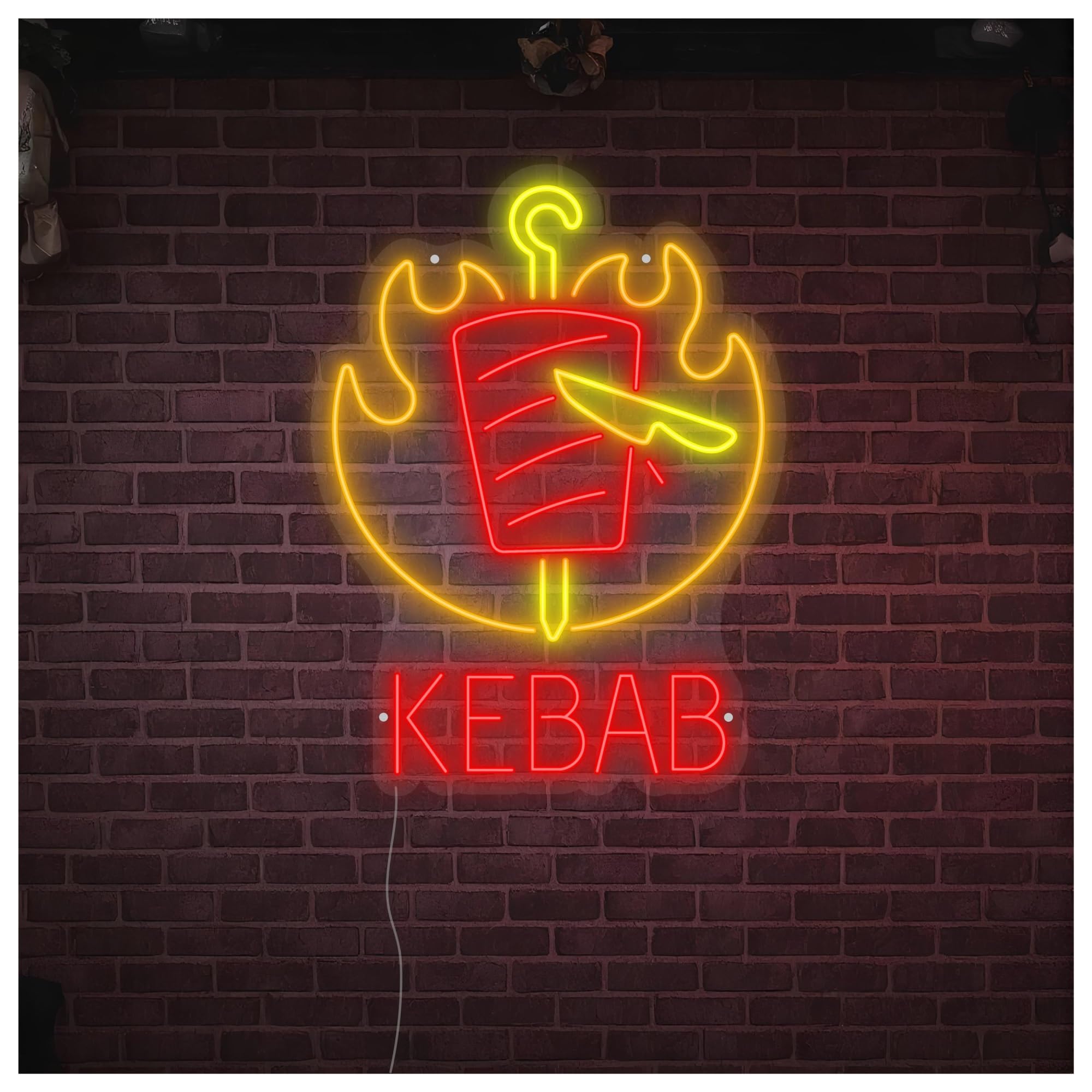 SHOUXI Sign Lamp Kebab Neon Sign, Suitable for Restaurant Shop Wall Decor with Dimmable 50cm
