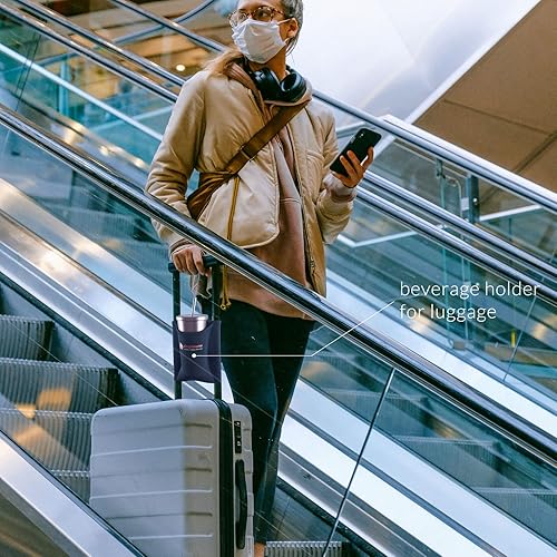 Miniatura 9 de simpletome Portavasos para equipaje con manos libres, accesorio para bolsa de bebidas, estilo simple, materiales elásticos, fácil de instalar y