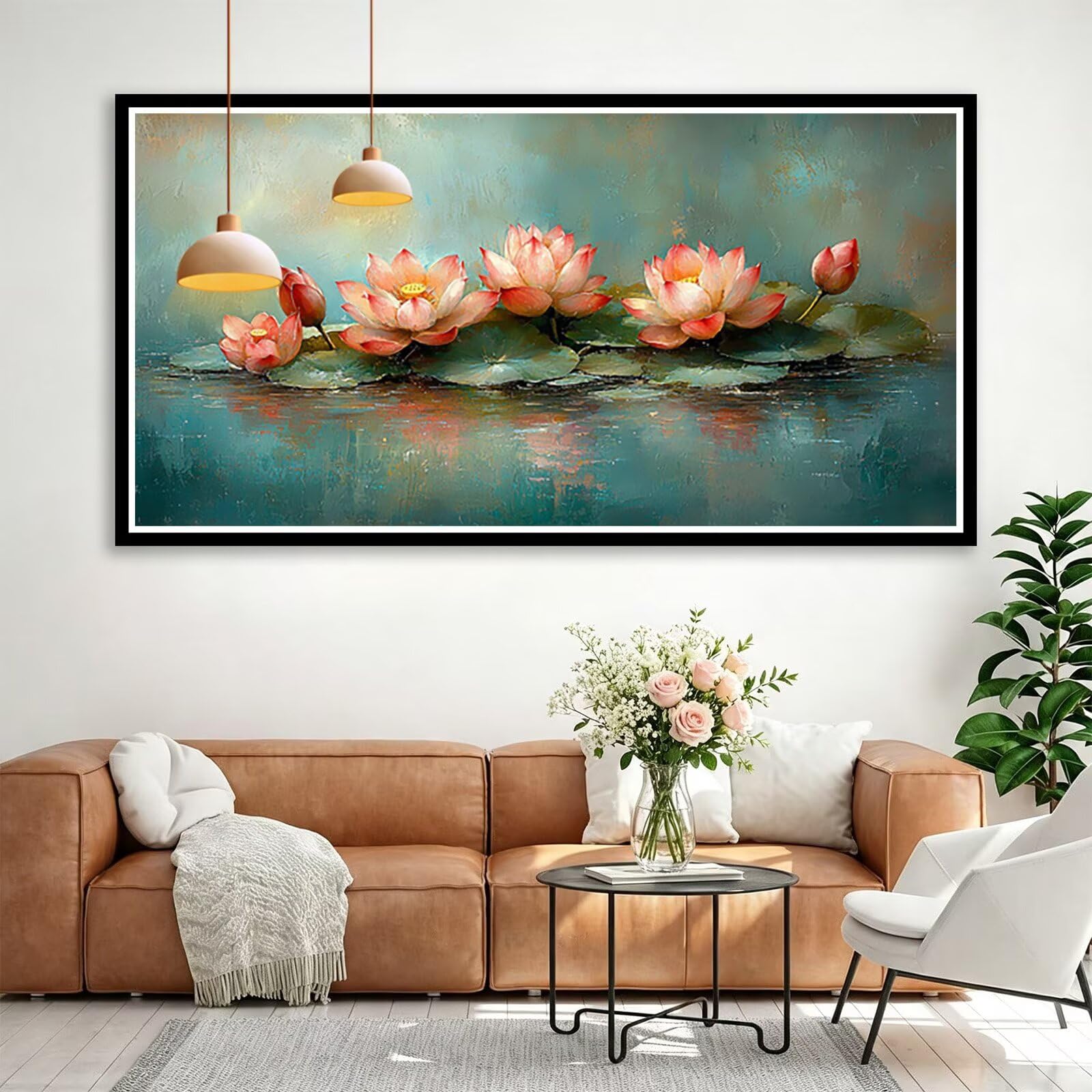 Diamond Painting Lotus 140x70 cm, 5D Landschaft Diamond Art Set Q0-166