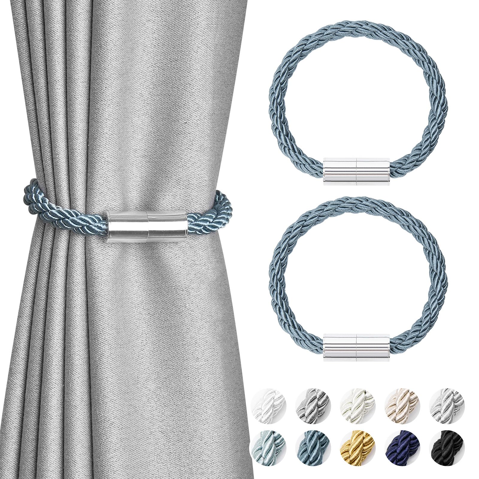 Oudini Teal Curtain Tiebacks, Drape Tie Backs Weave Rope Curtain Holdbacks For Home And Office Thin Window Draperies/Teal/2 Pack