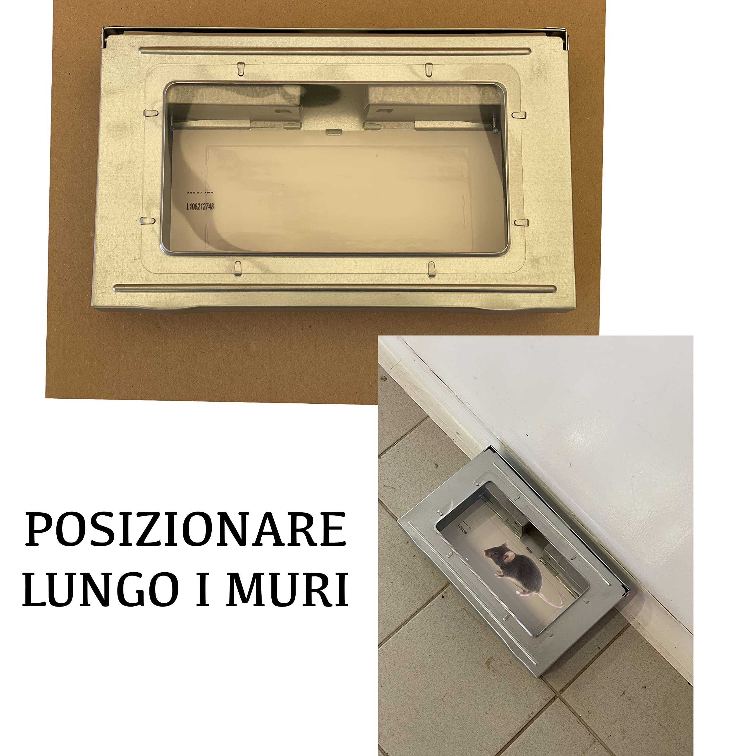 Trappola Adesiva per Topi, 10 Fogli con Colla per Topi in Regalo, Scatola in Acciaio Resistente, Metodo a Cattura, Uso Domestico e Professionale, Trappole a Norma HACCP (1)