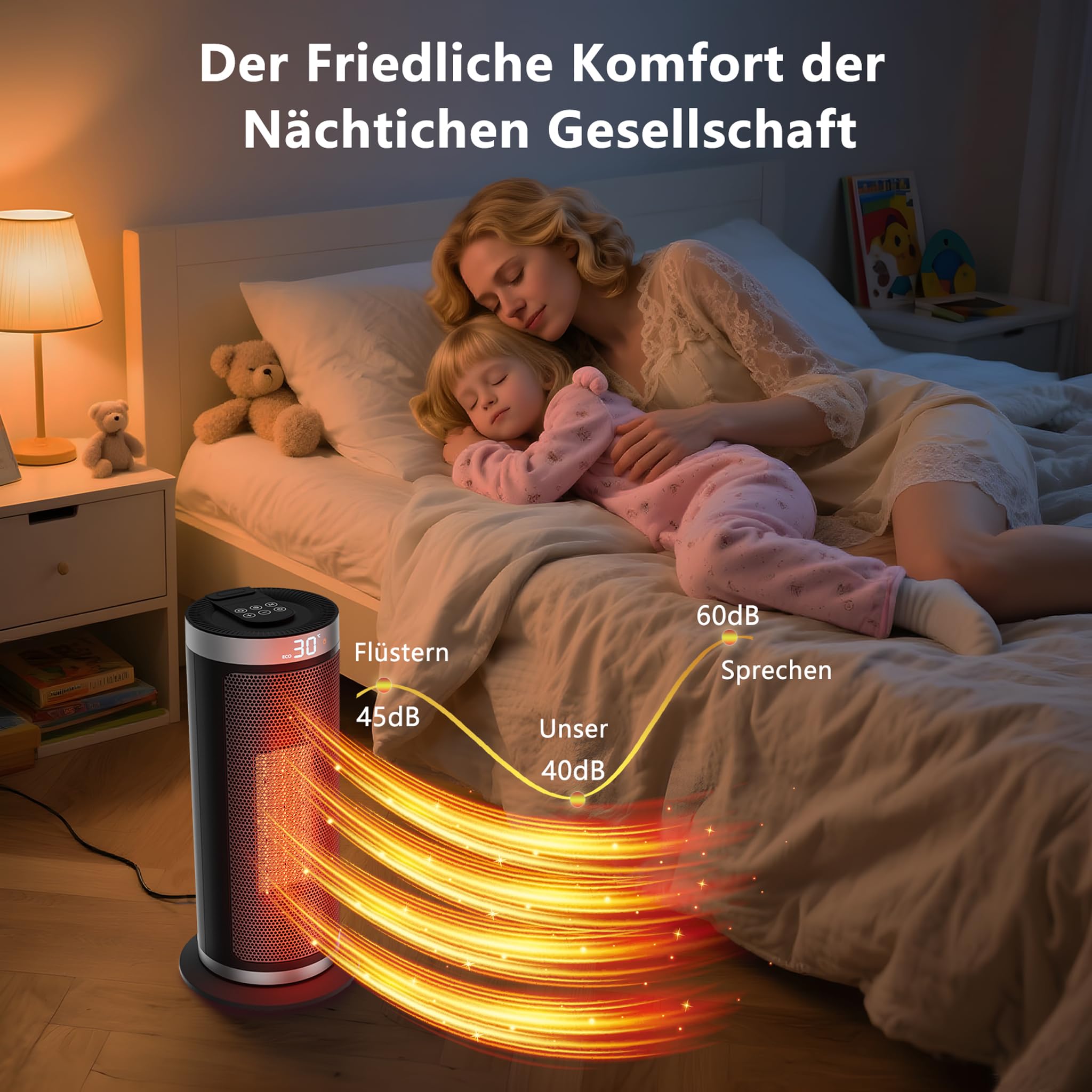 2000w Heizlüfter 4 Modus ECO/LO/HI/Fan Only ÜBerhitzungs- & Kippschutz