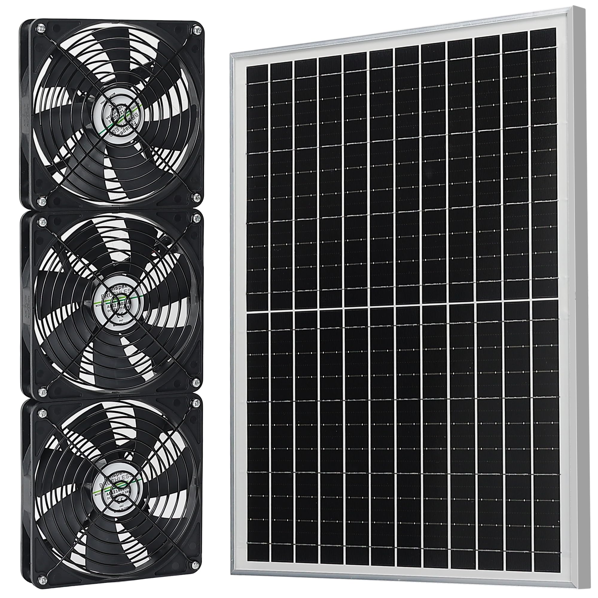 Fanspex Kit de double ventilateur solaire résistant aux intempéries de 14 cm pour serre extérieure, abri de jardin, abri de compagnie, refroidissement d'été ou ventilation d'air, installation à monter