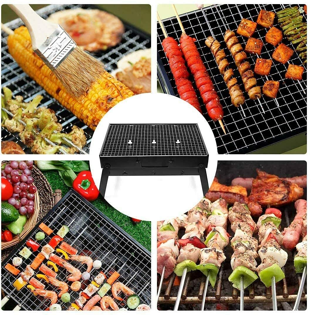 Grill Ogrodowy, Przenośny Grill Dla 1-8 Osób, Średniej Wielkości, Na Węgiel Drzewny, Stół Kempingowy, Przybory Ogrodowe, Czarny