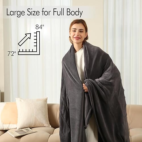 Miniatura 7 de Manta eléctrica tamaño matrimonial  Manta térmica de forro polar coral de 72 x 84 pulgadas con certificación ETL, manta de calentamiento rápido con