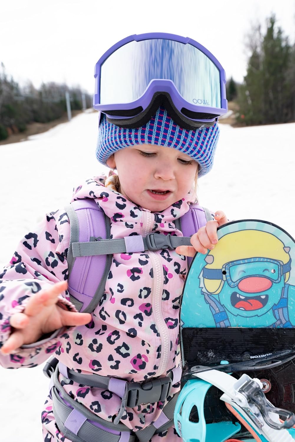 MDXONE kids ski snowboard Goggles toddlers boys girls youth Anti UV Anti Slip Anti-Fog age 3-14 (LAVENDER)