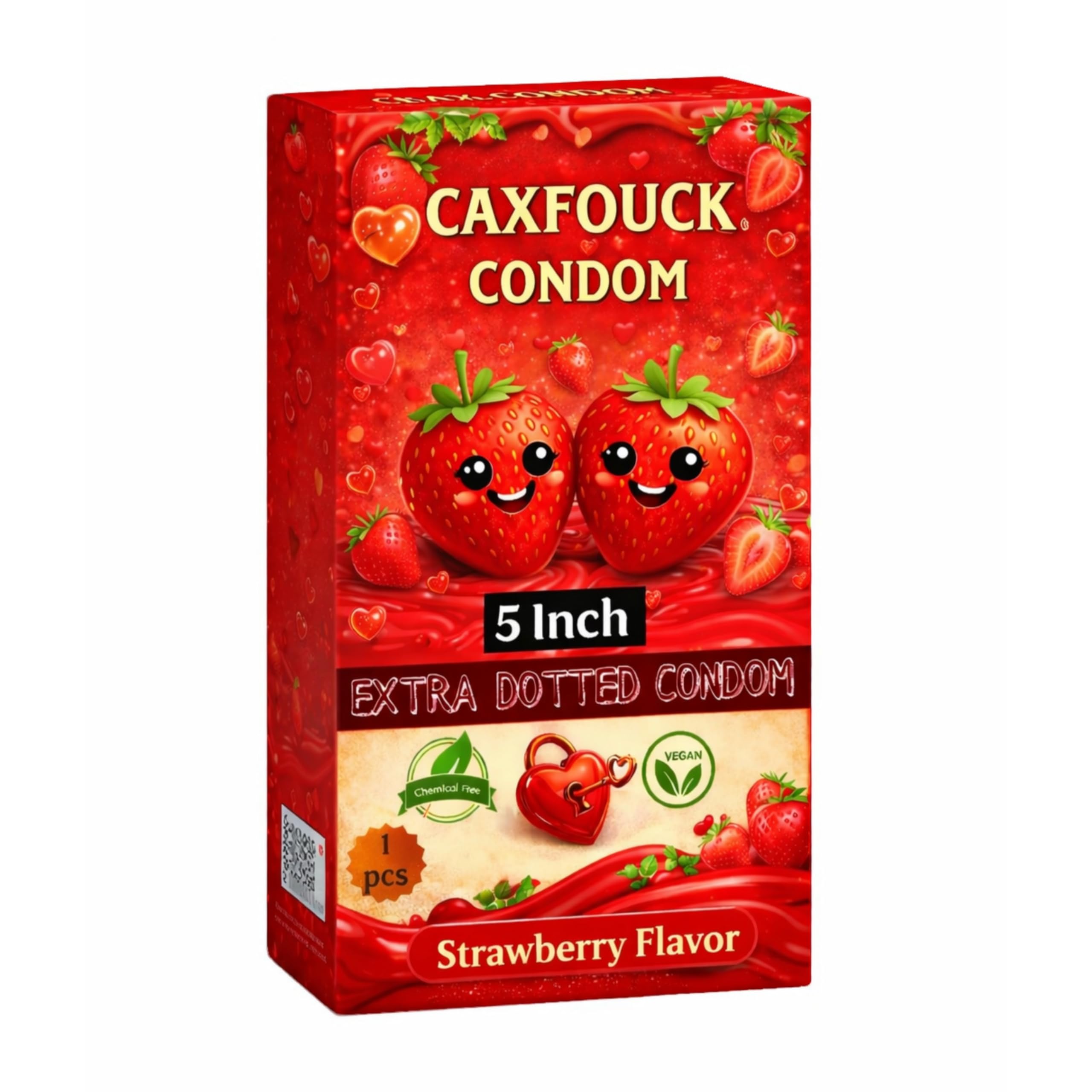 Caxfouck Extra Dotted Condom, Strawberry Flavour, 5 Inch, For Men, (1 Piece)-image-14
