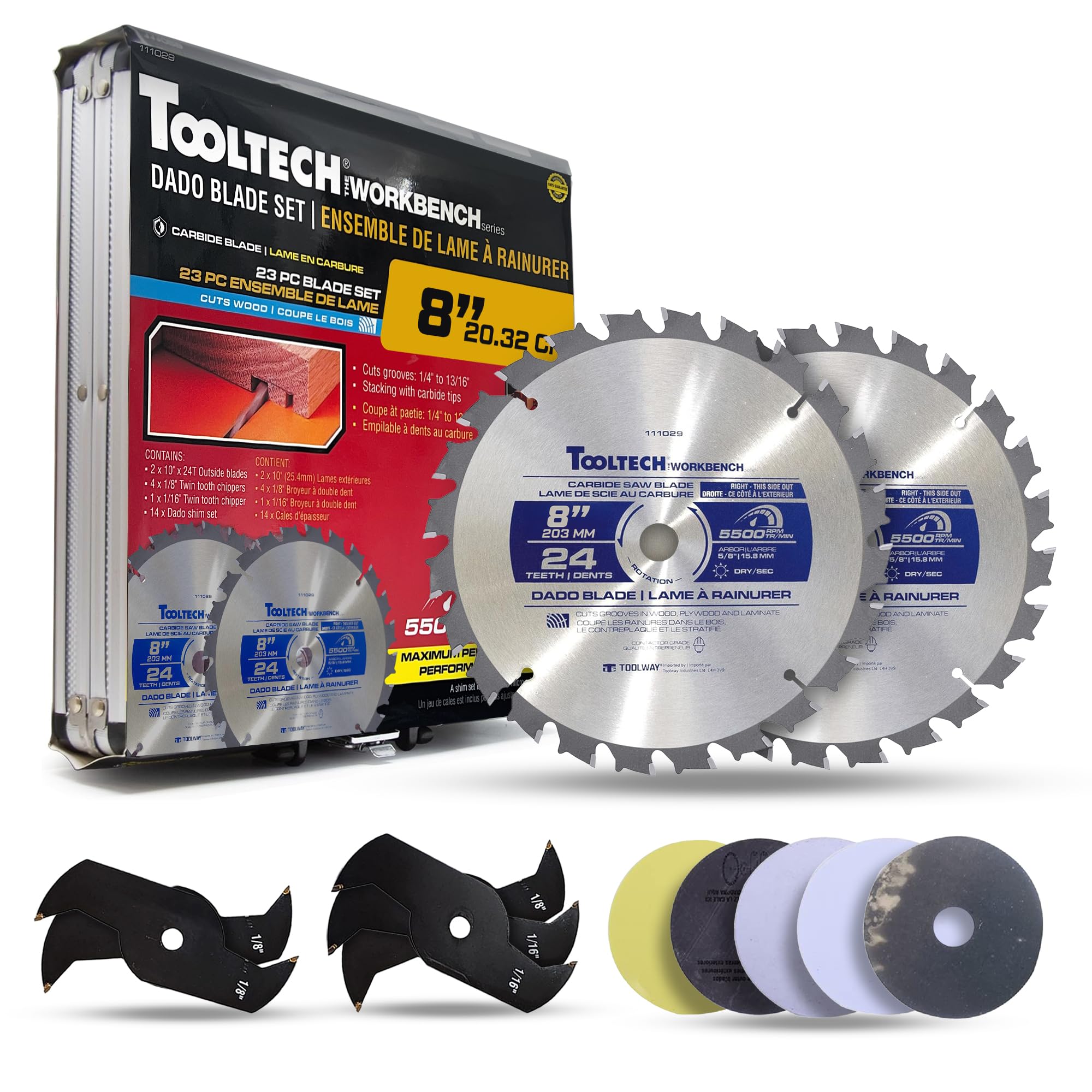 Amazon.co.jp: Toolway 111028 ダドブレードセット 8インチ 200mm 24歯