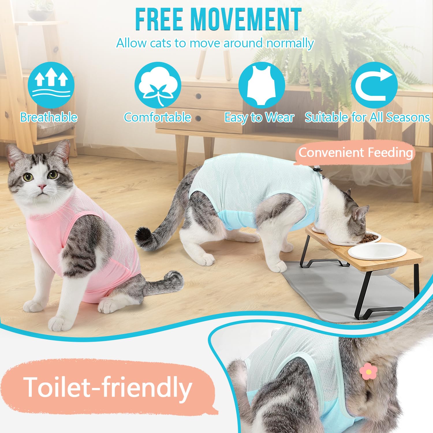 Combinaison de récupération pour Chat après Chirurgie Slowton - Onesie pour Chaton résistante aux Poils, Alternative au Collier à cône E pour Les Chats mâles et Femelles