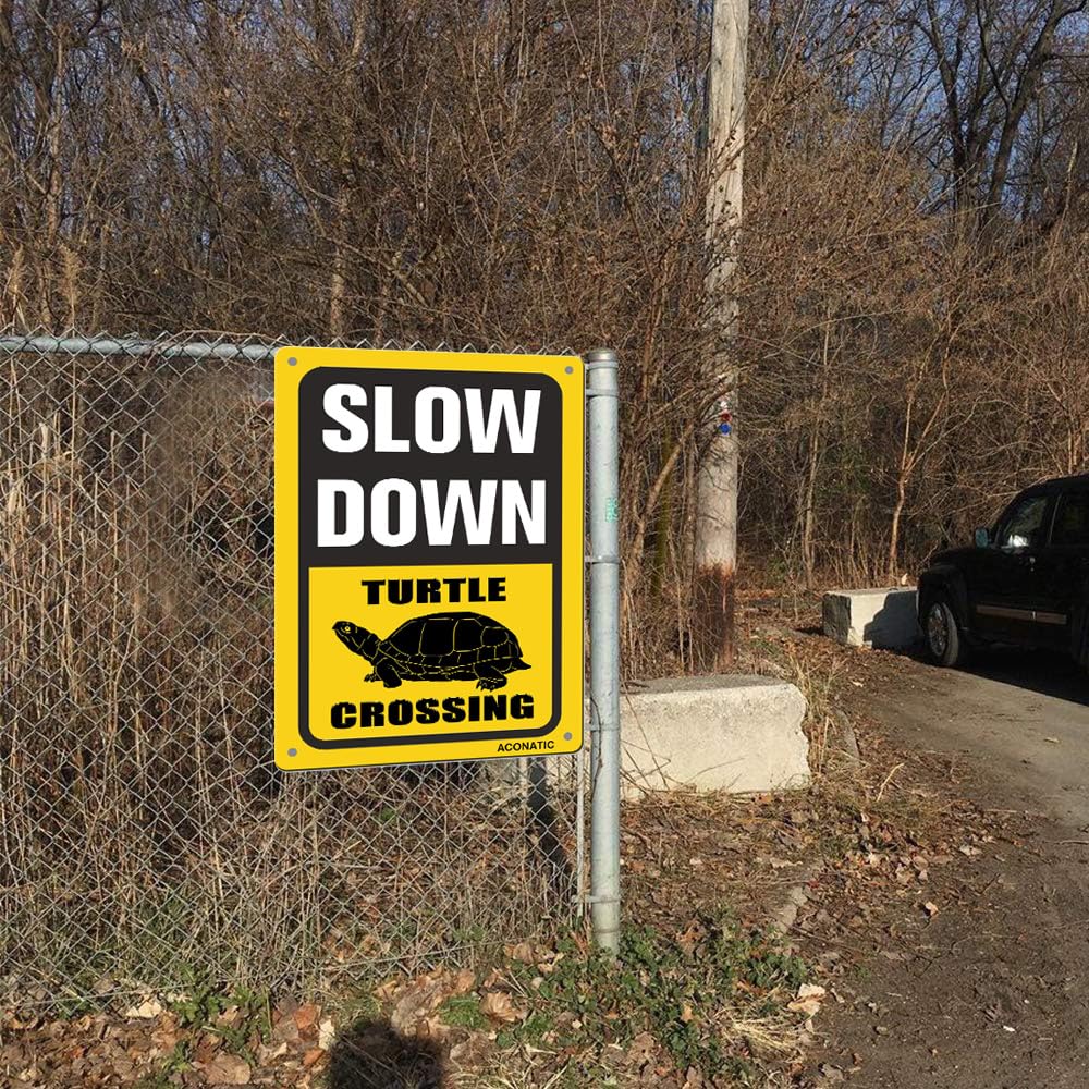 slow ロードサイン Amazon.com: ACONATIC Slow Down Sign, Turtle Crossing Decor - 8