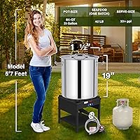 Vista 4 de ARC - Olla de acero inoxidable de 84 cuartos con freidora de propano de 200,000 BTU, olla para hervir mariscos, olla para hervir cangrejo, olla