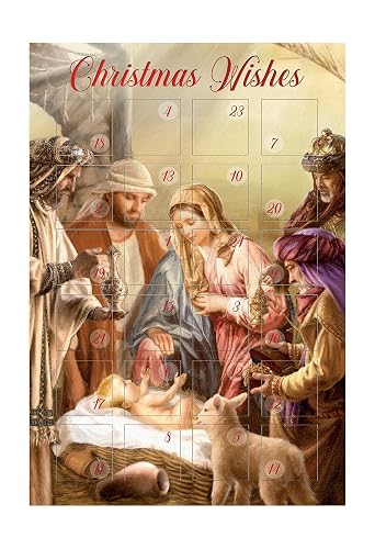 Christmas Wishes Countdown Advent Calendar - Nativity 13cm x 19cm