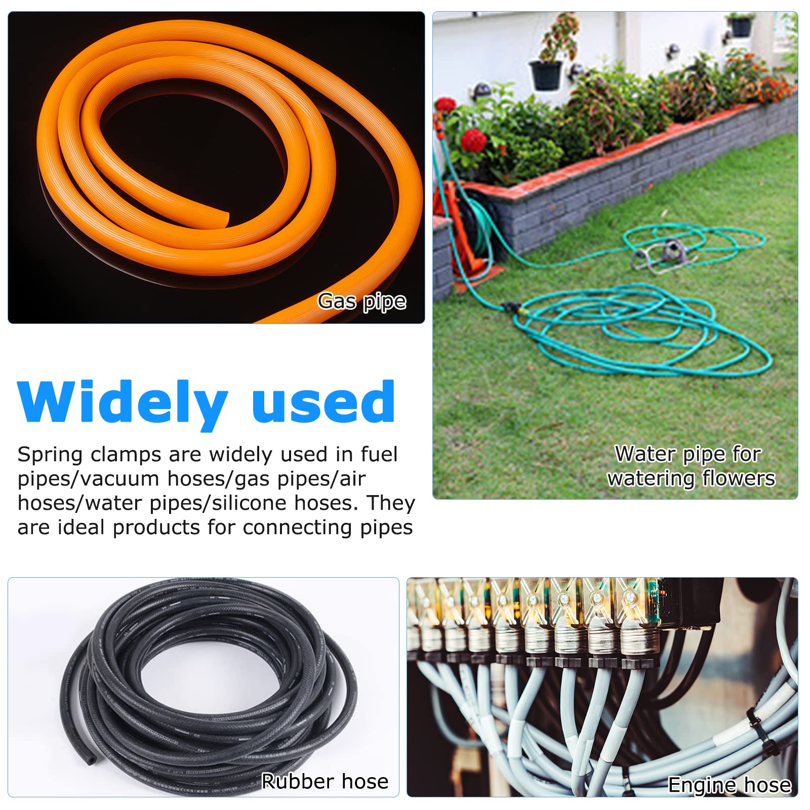 300 fascette stringitubo per tubo del carburante, 10 misure, in silicone, per tubo dell'aria e dell'acqua, con pinze per fascette da 5-18 mm