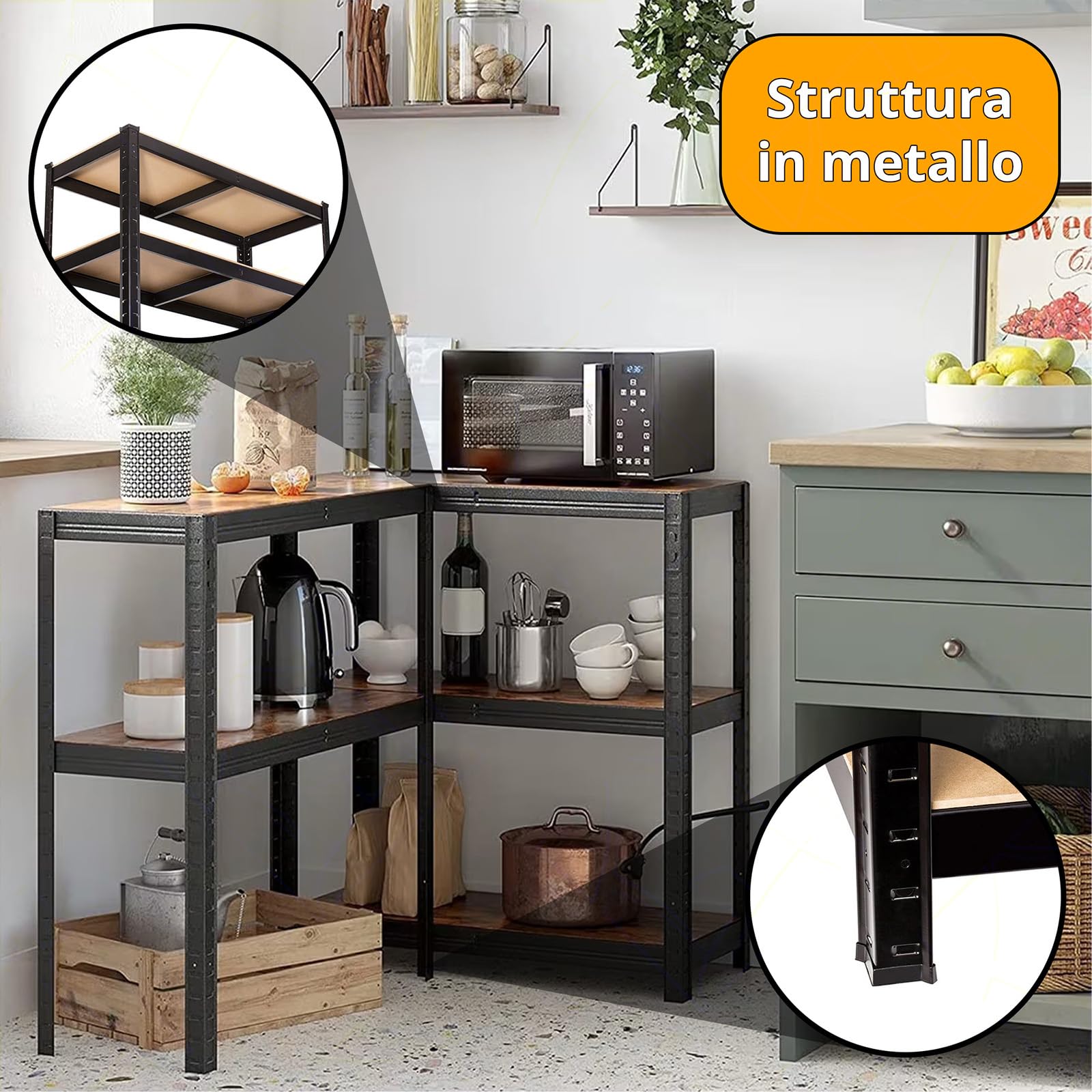 SICIGNANO CASALINGHI Scaffale in Metallo con 5 Ripiani MDF, 90x40x180 cm, Bianco (CM.75X30X173h, 1, CONFEZIONE)